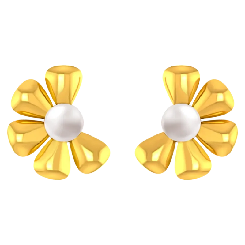 Drop Earrings for Gym Workout -14k Dainty Earrings With Half Floral Design From Online Exclusive