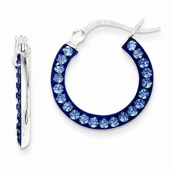 Lead Free Drop Earrings for Health -Sterling Silver Stellux Crystal Blue Hoop Earrings