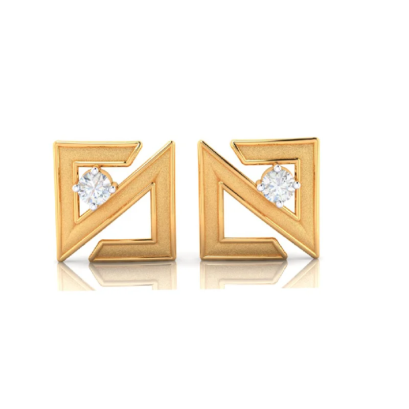 Waterproof Drop Earrings for Outdoor -14k Abstract Designed Gold Earrings With American Diamonds