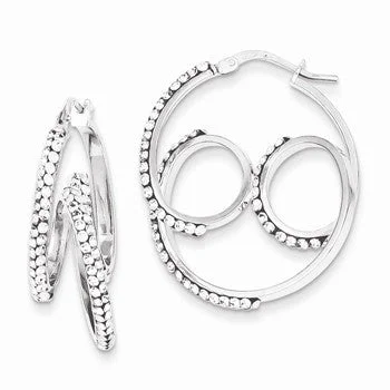 Studded Drop Earrings with Gemstones -Sterling Silver Stellux Crystal Twisted Hoop Earrings