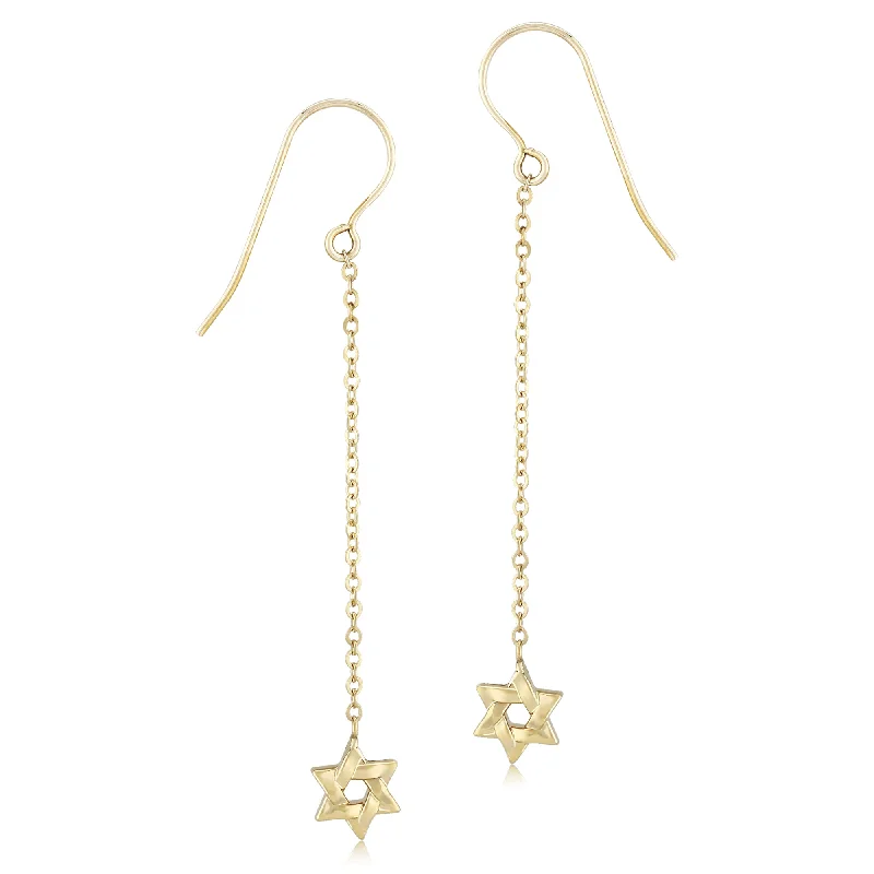 Tarnish Resistant Drop Earrings for Longevity -Star of David Dangle Earrings