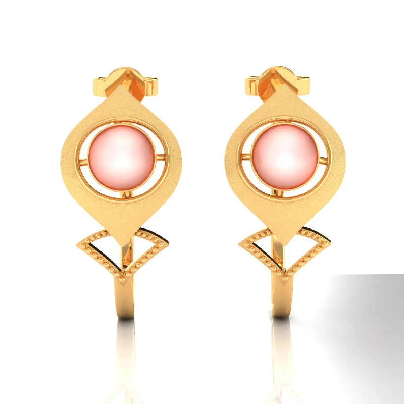 Maximalist Drop Earrings for Bling -14k Very Unique Gold Earrings With A Spherical Bead In Between