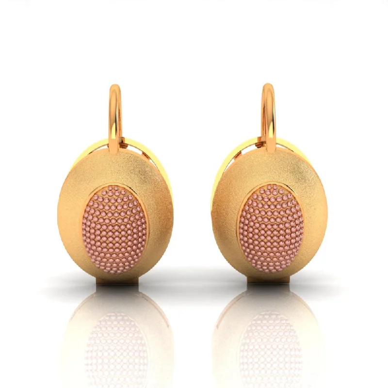 Drop Earrings for Concert Look -18k Gold Earrings With Delicate Work And A Touch Of Yellow Gold