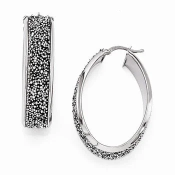 Heavy Duty Drop Earrings for Durability -Sterling Silver Polished Swarovski Elements Hoop Earrings