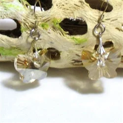 Detachable Drop Earrings with Charms -Golden Crystal Butterfly Earrings