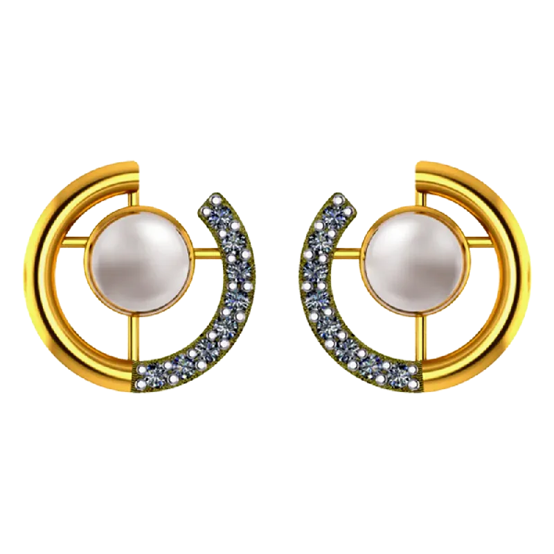 Drop Earrings for Travel Look -14k Gold Earrings With Pearl And Stone Detailing