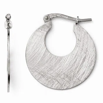 Nickel Free Drop Earrings for Safety -Sterling Silver Scratch Finish Hinged Hoop Earrings