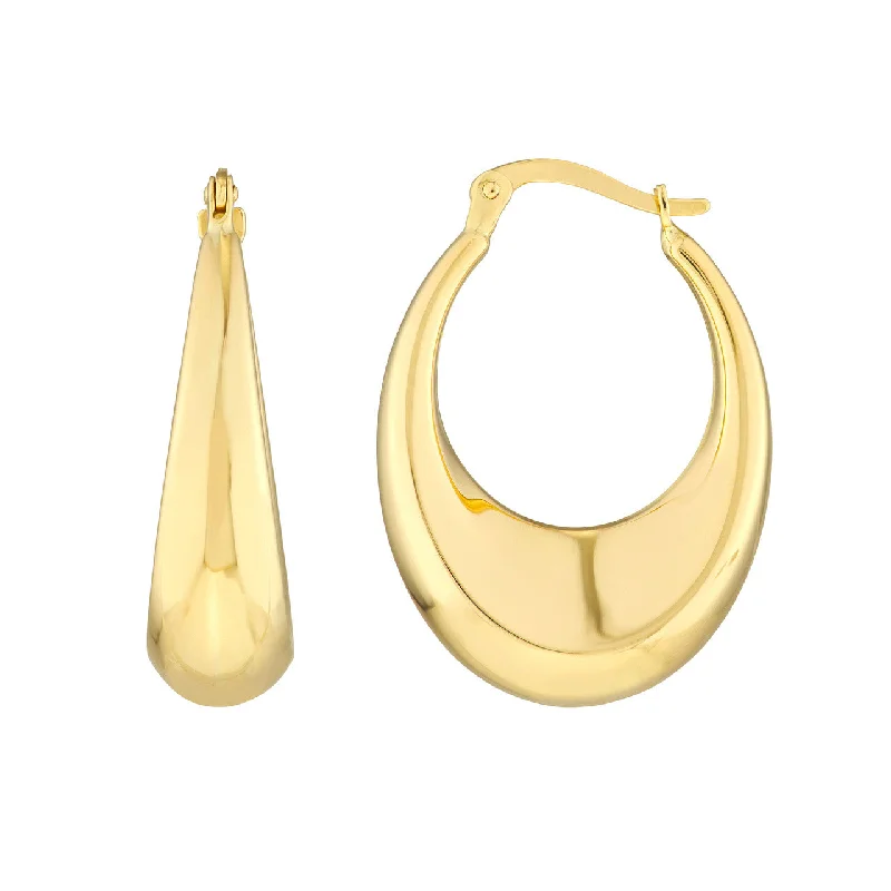 Square Drop Earrings for Modern -Graduated Puff Polished Hoop Earrings