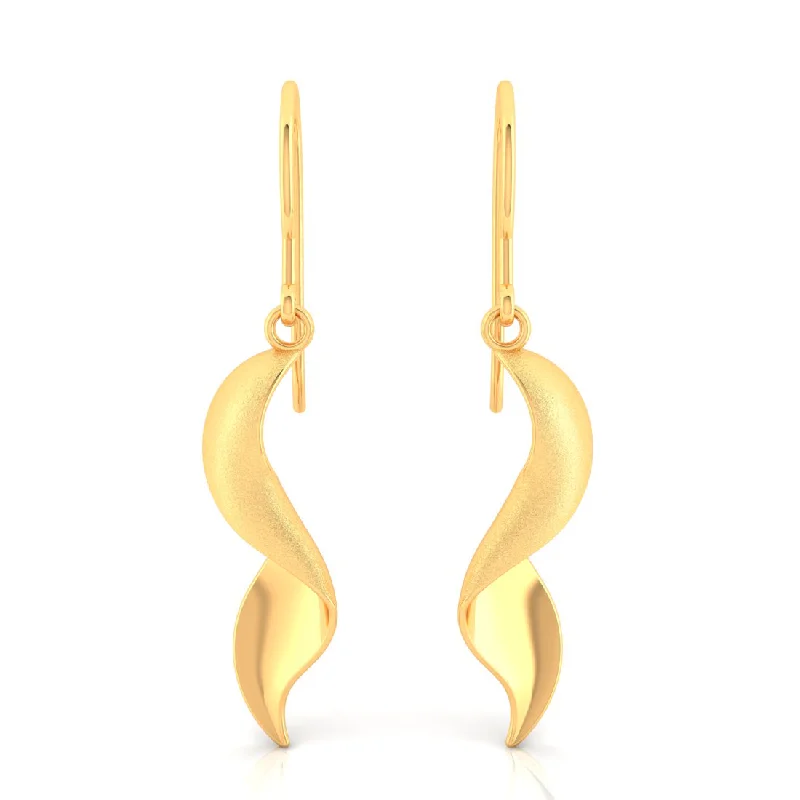 Long Drop Earrings for Dramatic -14k Minimal Gold Earrings With Spiral Design