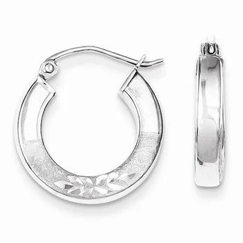 Long Drop Earrings for Dramatic -Sterling Silver Rhodium-plated Satin Finish 3.00mm Diamond-cut Tubed Hoop Earrings