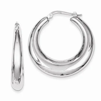 Contemporary Drop Earrings for Fashion -Sterling Silver Polished Rhodium Plated Hollow Hoop Earrings