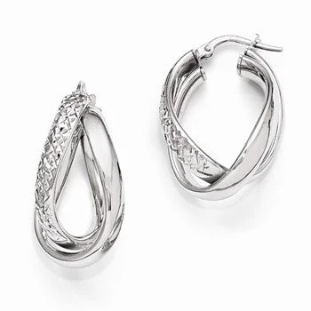 Drop Earrings with Symbolic Elements -Sterling Silver Polished and Textured Fancy Hoop Earrings