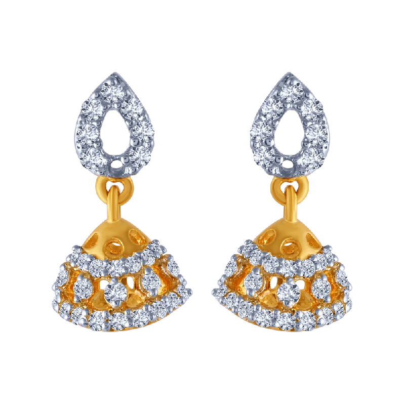 Bohemian Drop Earrings with Tassels -18k Jhumka Style Earring With A Tear Drop Detail