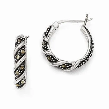 Gemstone and Diamond Drop Earrings for Opulence -Sterling Silver Swirl Hoop Earrings