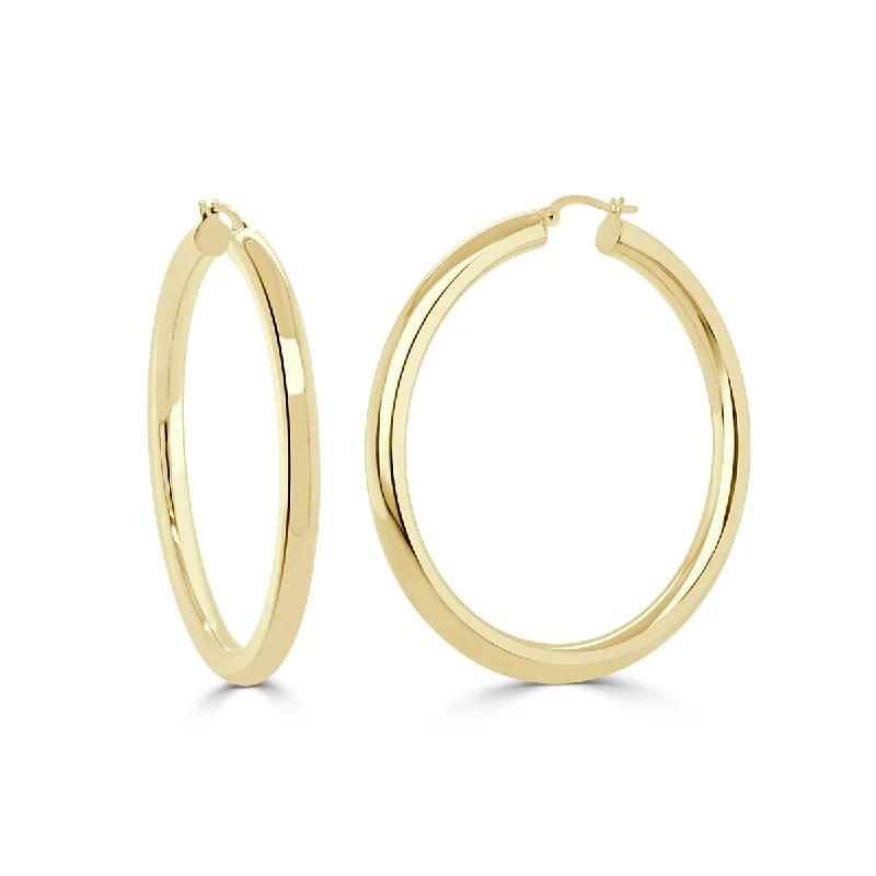 Drop Earrings with Abstract Designs -Joelle Gold Earrings 14K Yellow Gold 4x40 mm