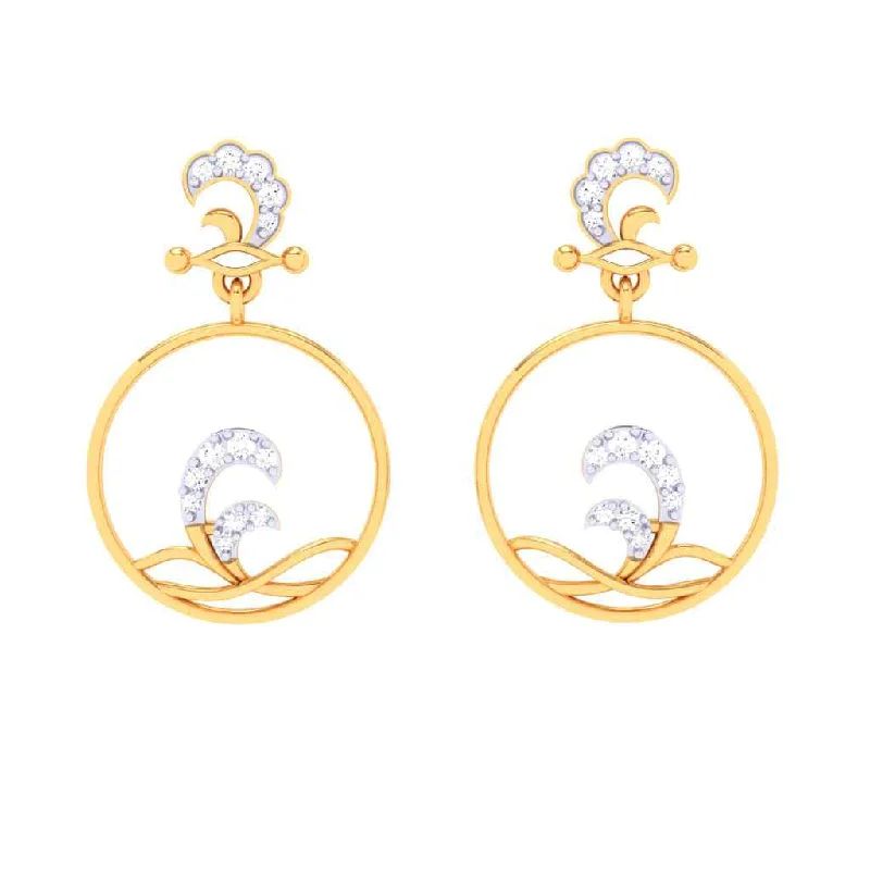 Indian Drop Earrings with Intricacy -Gold Earrings With Hoop-like Shape From Goldlites Collection