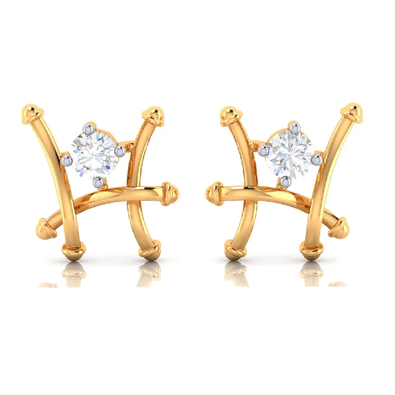 Drop Earrings with Infinity Symbols -14k Fence Style Gold Earrings With American Diamonds