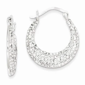 Drop Earrings for Birthday Celebration -Sterling Silver w/ Stellux Crystal Hoop Earrings