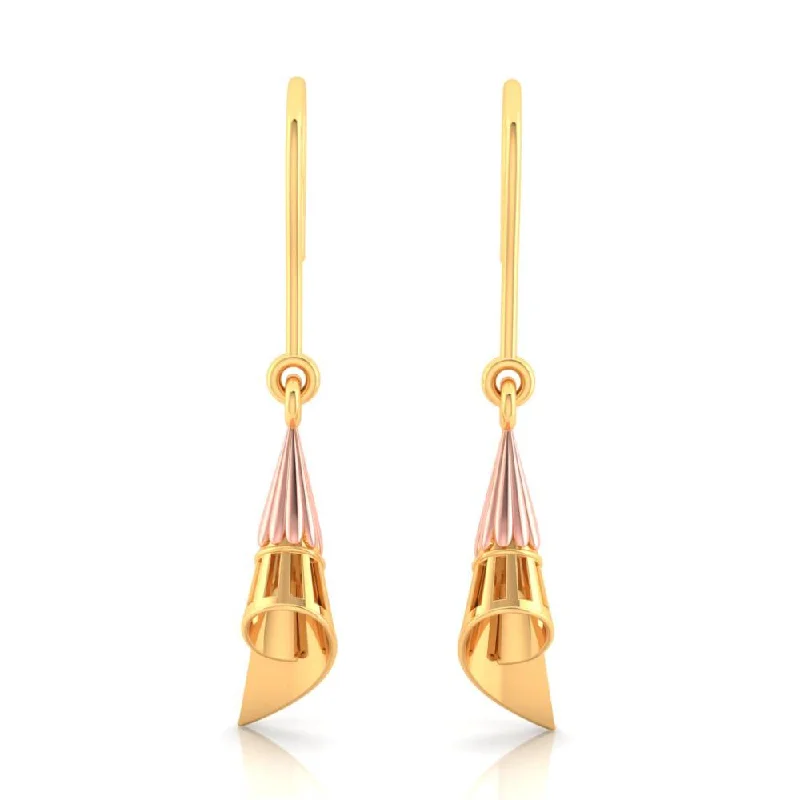 Drop Earrings with Hammered Finish -18k Gold Conical Earrings With A Hint Of Yellow Gold