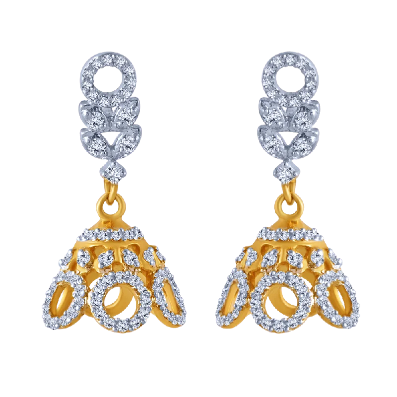 Contemporary Drop Earrings for Fashion -18k Jhumka Style Earring With A Circular Shape Detail