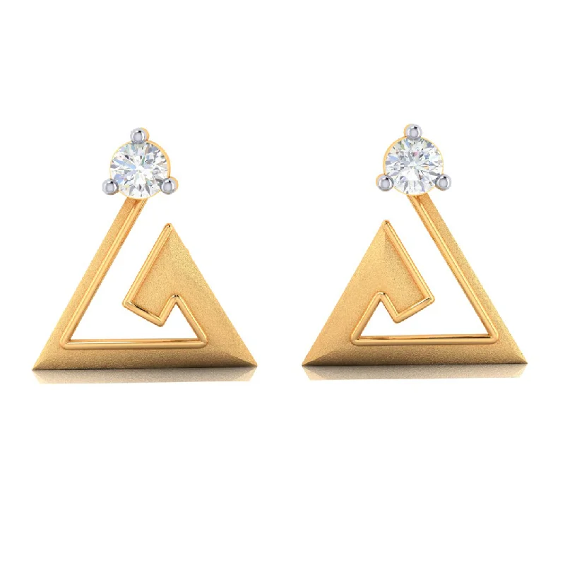 Drop Earrings with Keyhole Designs -14k Intricate Design Gold With American Diamond Earrings