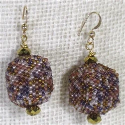 Lightweight Drop Earrings for All Day -Gold Handmade Beaded Bead Cube Earrings