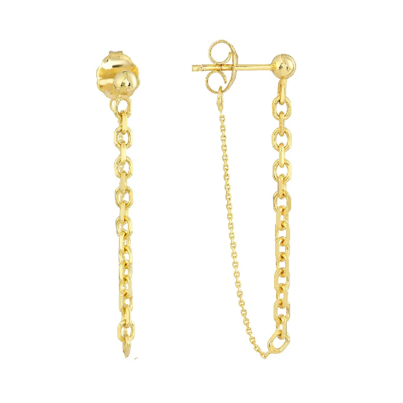 Pearl Drop Earrings for Elegance -50/50 Cable Chain Front-to-Back Earrings