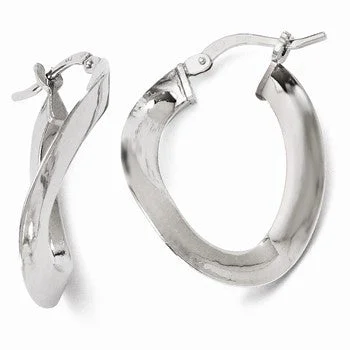 Drop Earrings with Matte Finish -Sterling Silver Polished U-Shape Hoop Earrings