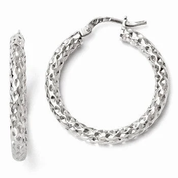 Detachable Drop Earrings with Charms -Sterling Silver Polished Textured Hinged Hoop Earrings