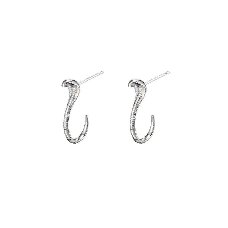 Long Drop Earrings for Dramatic -Cobra Snake Hoop Earrings