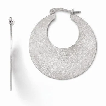 Hypoallergenic Drop Earrings for Sensitive -Sterling Silver Scratch Finish Hinged Hoop Earrings