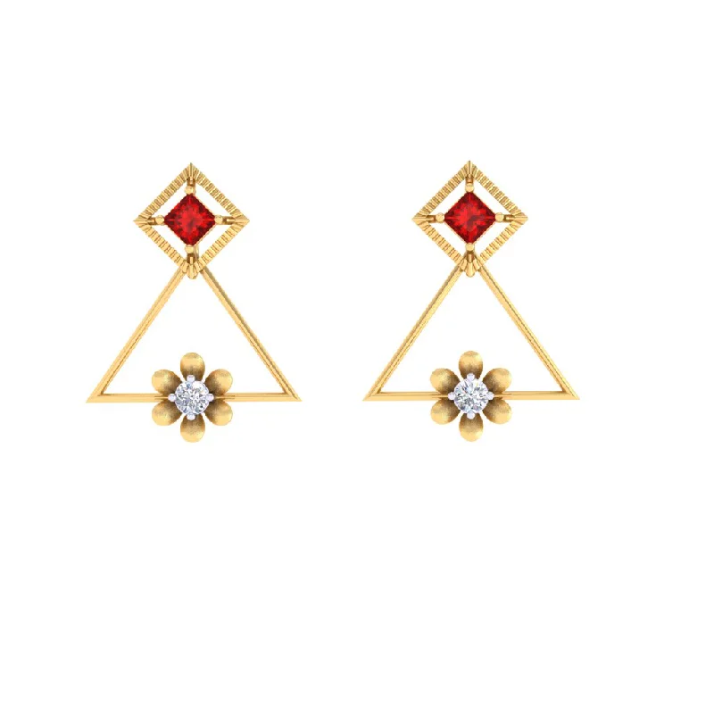 Geometric Drop Earrings for Trend -Triangle Shaped Diamond Earrings For Women