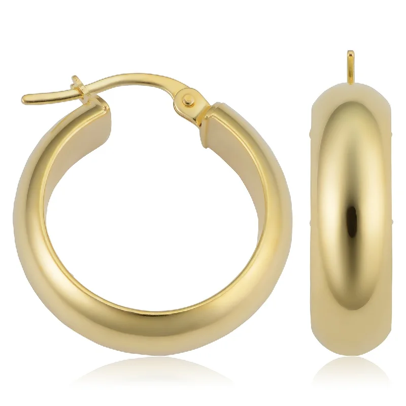 Drop Earrings for School Uniform -Joelle Gold Round Hoop Earrings 14K Yellow Gold 57 x 15 MM