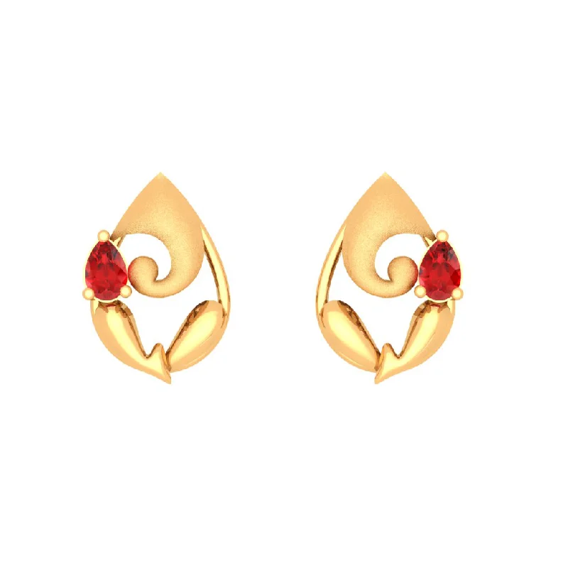 Drop Earrings with Abstract Designs -14k Lord Ganesh Gold Pendant With Embellished Red Gem From Online Exclusive