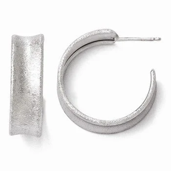 Drop Earrings for Party Look -Sterling Silver Laser Textured Post Hoop Earrings