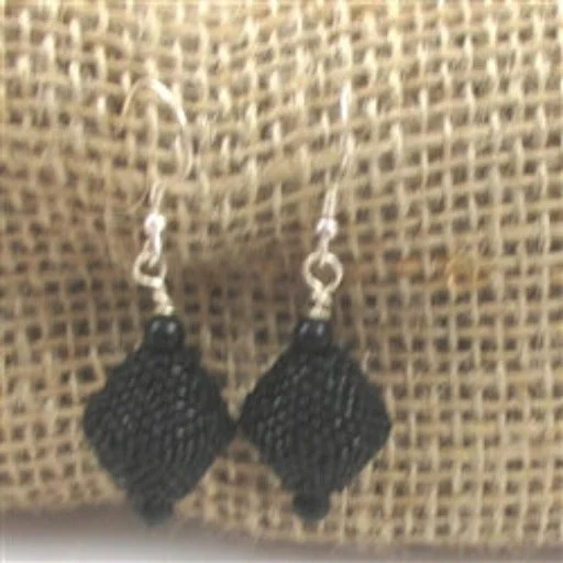 Nickel Free Drop Earrings for Safety -Elegant Black Beaded Bead Earrings with Onyx Accents