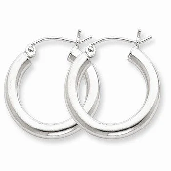 Drop Earrings for Birthday Celebration -Sterling Silver Rhodium-plated 3mm Round Hoop Earrings