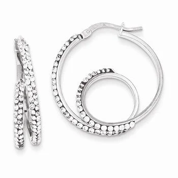 Clip On Drop Earrings for Non Pierced -Sterling Silver Stellux Crystal Twisted Hoop Earrings