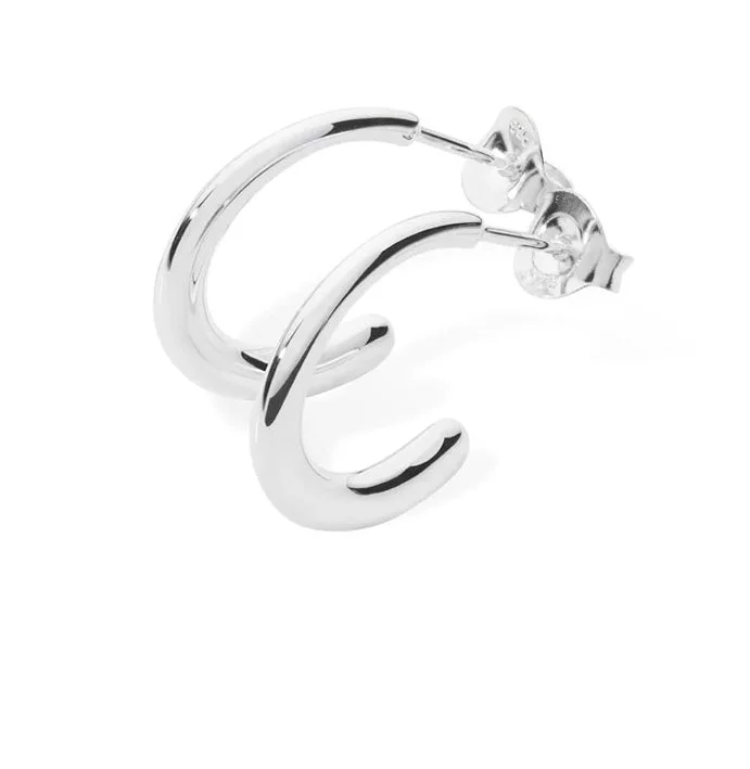 Drop Earrings with Knot Designs -Silver medium hoop earrings