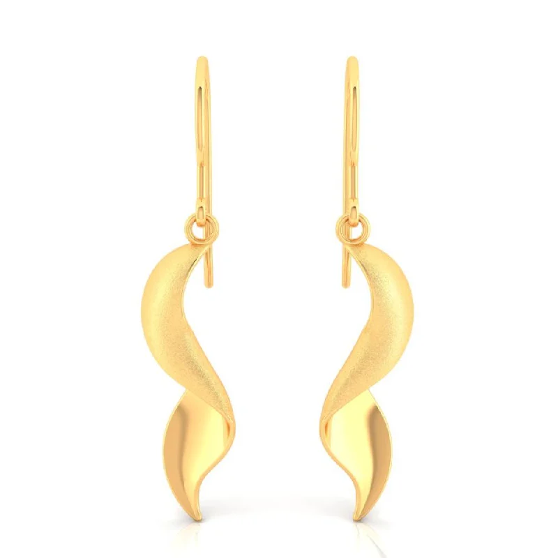 Large Drop Earrings for Statement -22k Simple Gold Earrings With A Unique Spiral Design