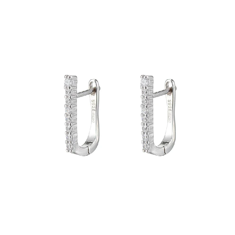 Square Drop Earrings for Modern -CZ Rectangle Hoop Earrings