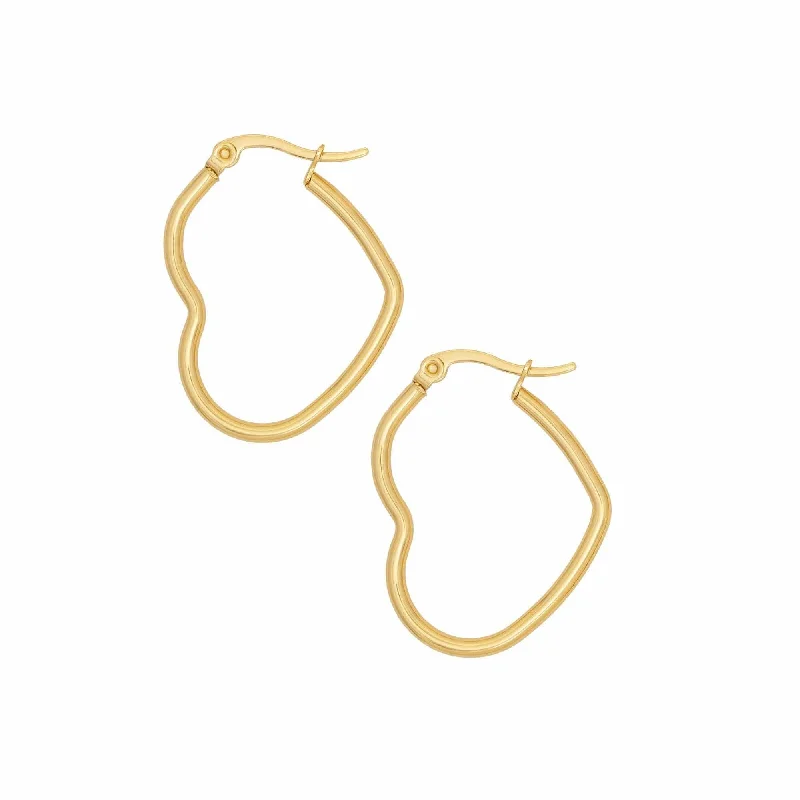 Drop Earrings with Debossed Designs -Mini Heart Hoop Earrings