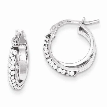 Screw Back Drop Earrings for Security -Sterling Silver Stellux Crystal Twisted Hoop Earrings