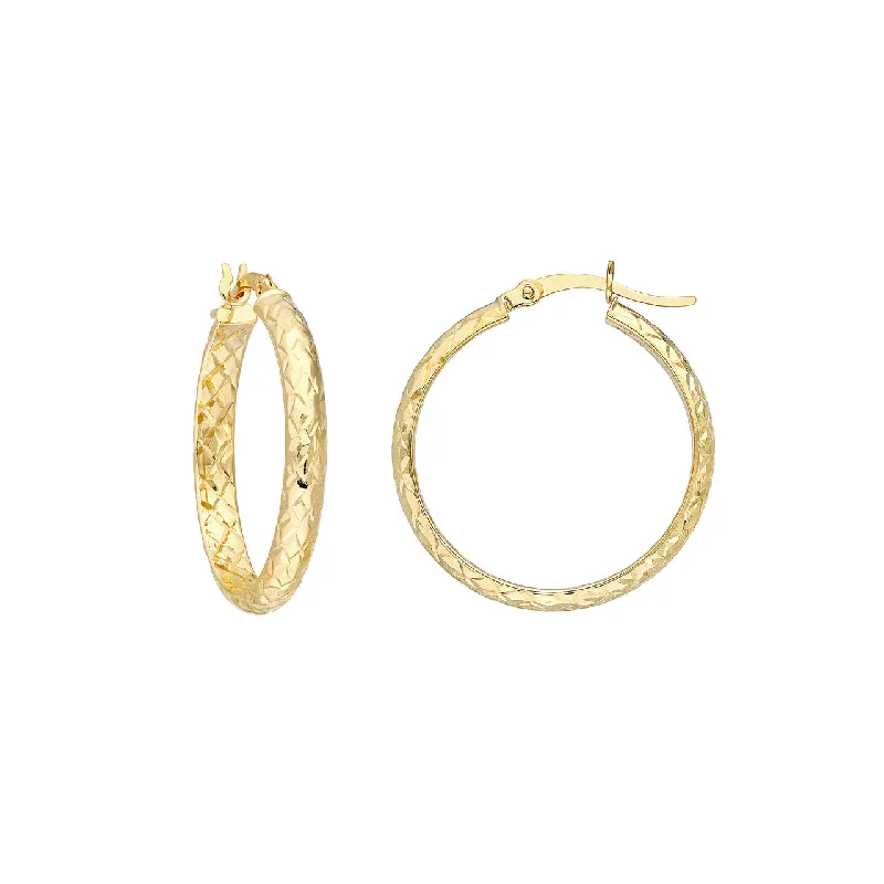 Drop Earrings with Infinity Symbols -25mm x 3mm Diamond-Cut Hoop Earrings