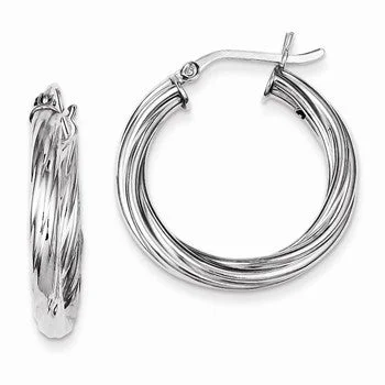 Drop Earrings for Bridesmaids Look -Sterling Silver Twist 25mm Hoop Earrings