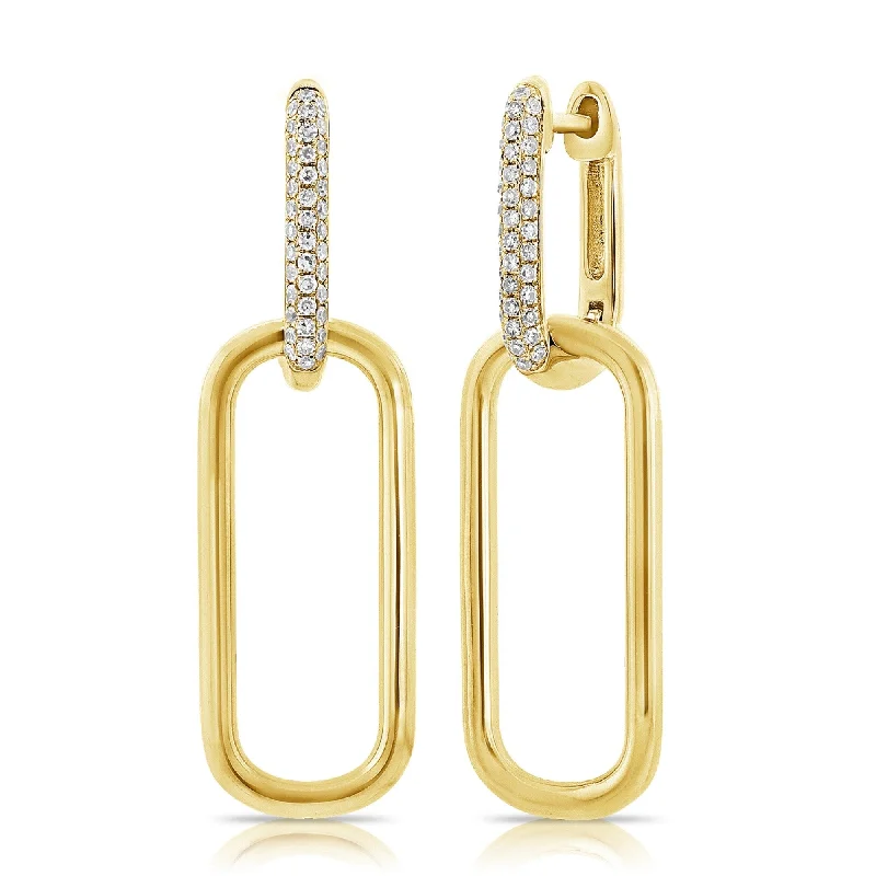 Drop Earrings with Chevron Designs -Joelle Diamond Link Earrings 14K Gold