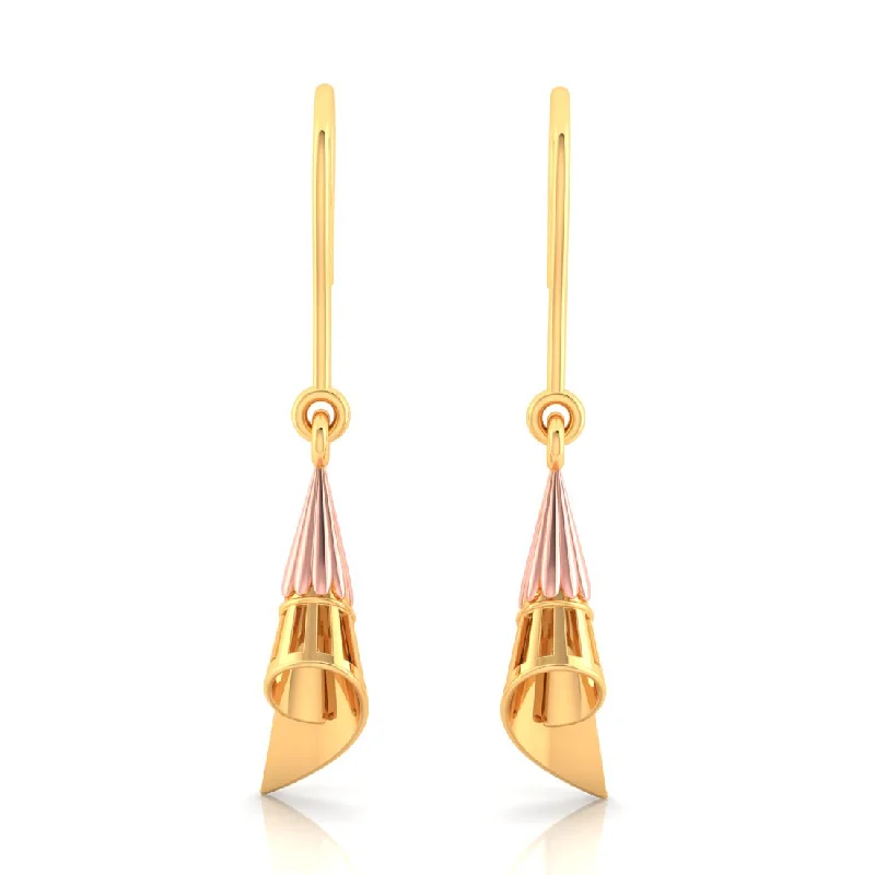 Square Drop Earrings for Modern -14k Conical Gold Earrings With A Yellow Gold Touch