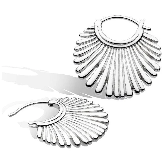 Drop Earrings for Work Attire -Essence Radiance Grande Fan Hoop Earrings