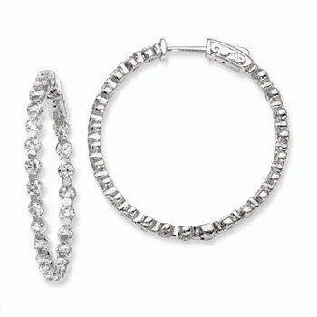 Geometric Drop Earrings for Trend -Sterling Silver Rhodium-plated CZ In and Out Hinged Hoop Earrings