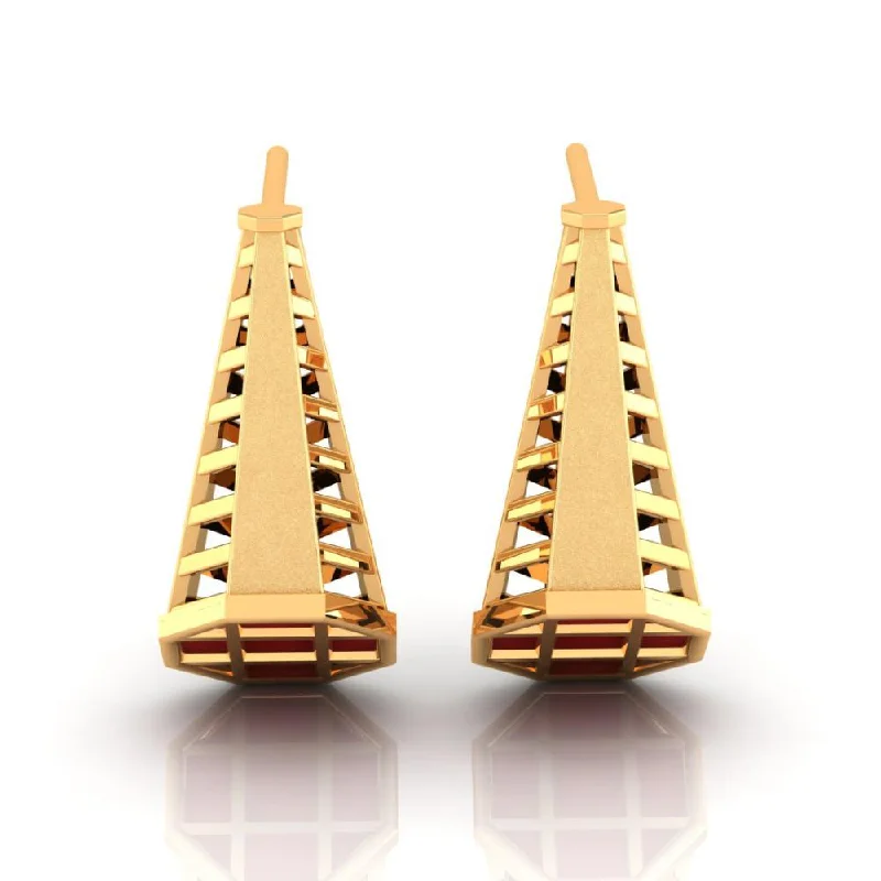 Drop Earrings with Filigree Work -18k Gorgeous Conical Gold Earrings With A Reddish Tint